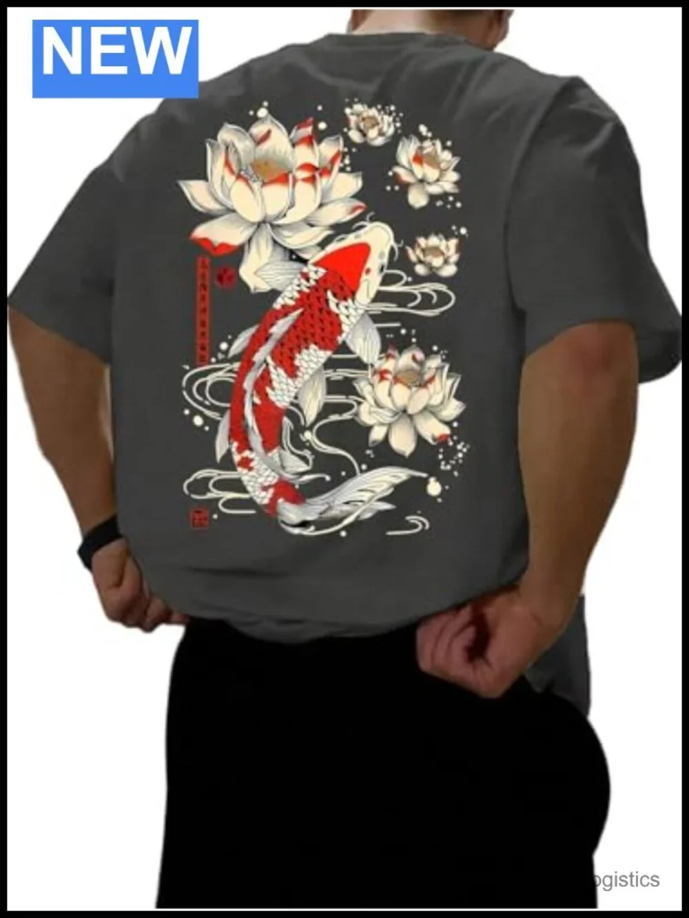 Men's Japanese Koi Graphic Tee Oversized Streetwear T-Shirt